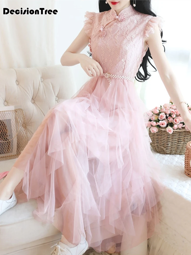 Плюс элегантное кружевное женское длинное qipao вечернее платье vestidos с высоким разрезом для шоу на сцене cheongsam китайское платье