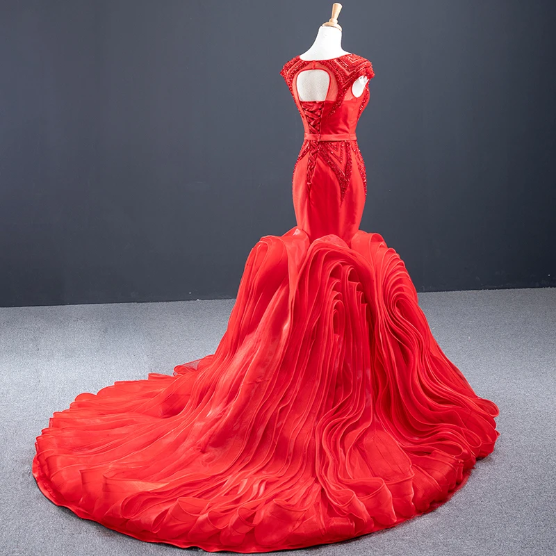 RSM66926 Red New Style Evening Dress Banquet Wedding Activity Ruffled Sequined Trendy Pattern Fishtail вечерные платье 2021 3