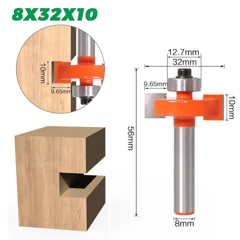 1/" Высота X 3/8" Глубина слот фрезы-" хвостовик, деревообрабатывающий инструмент фрезы для дерева - Длина режущей кромки: 8X32X10