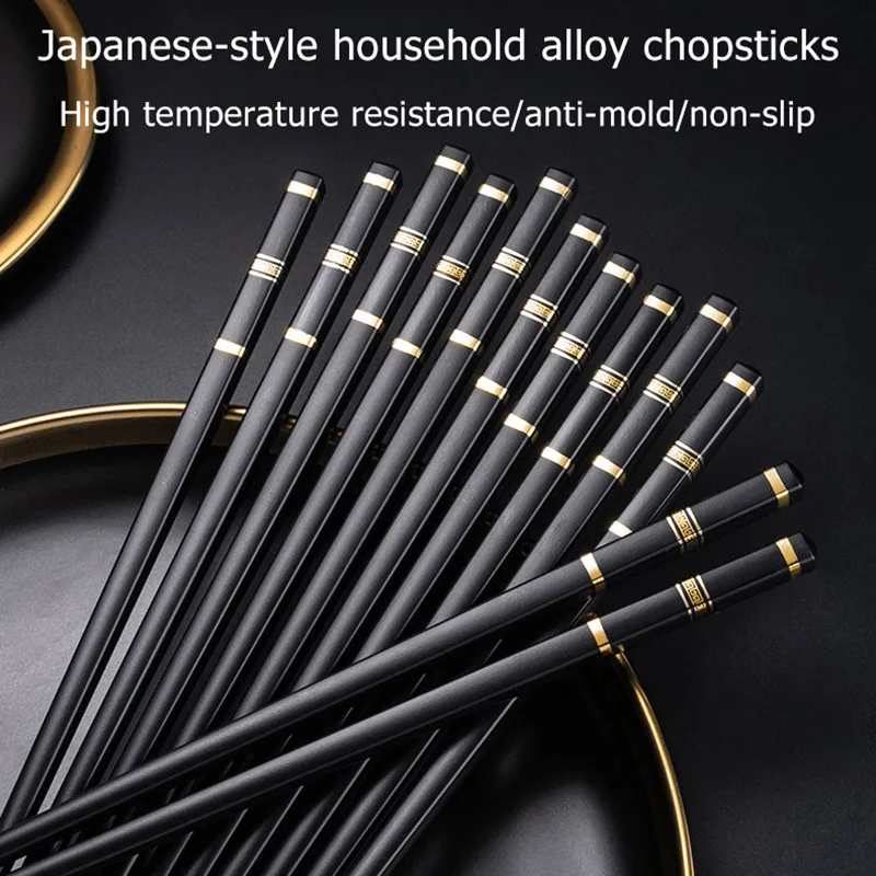 5 Pairs Japanese Chopsticks For Eating Food Sushi Sticks Reusable Metal
