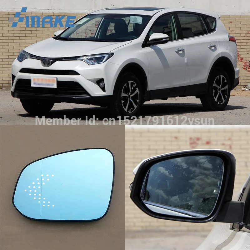 SmRKE 2 шт. для Toyota RAV4 зеркало заднего вида синие очки широкий угол Led поворотники светильник с подогревом