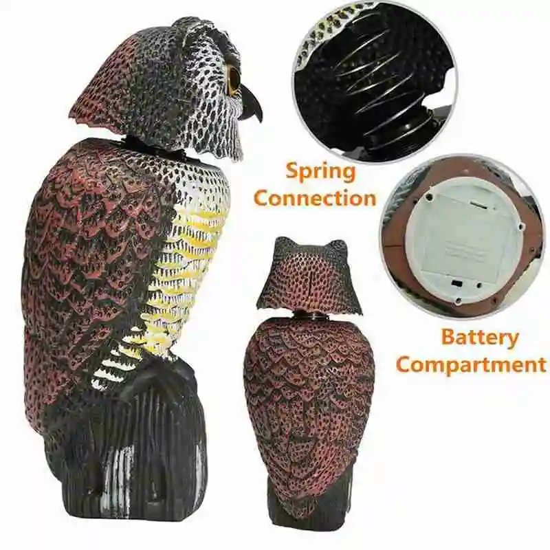 

1pc Owl Simulation Garden Decoration Hunting Decoy Bird Repellent Garden Decoration Shaking Head Owl