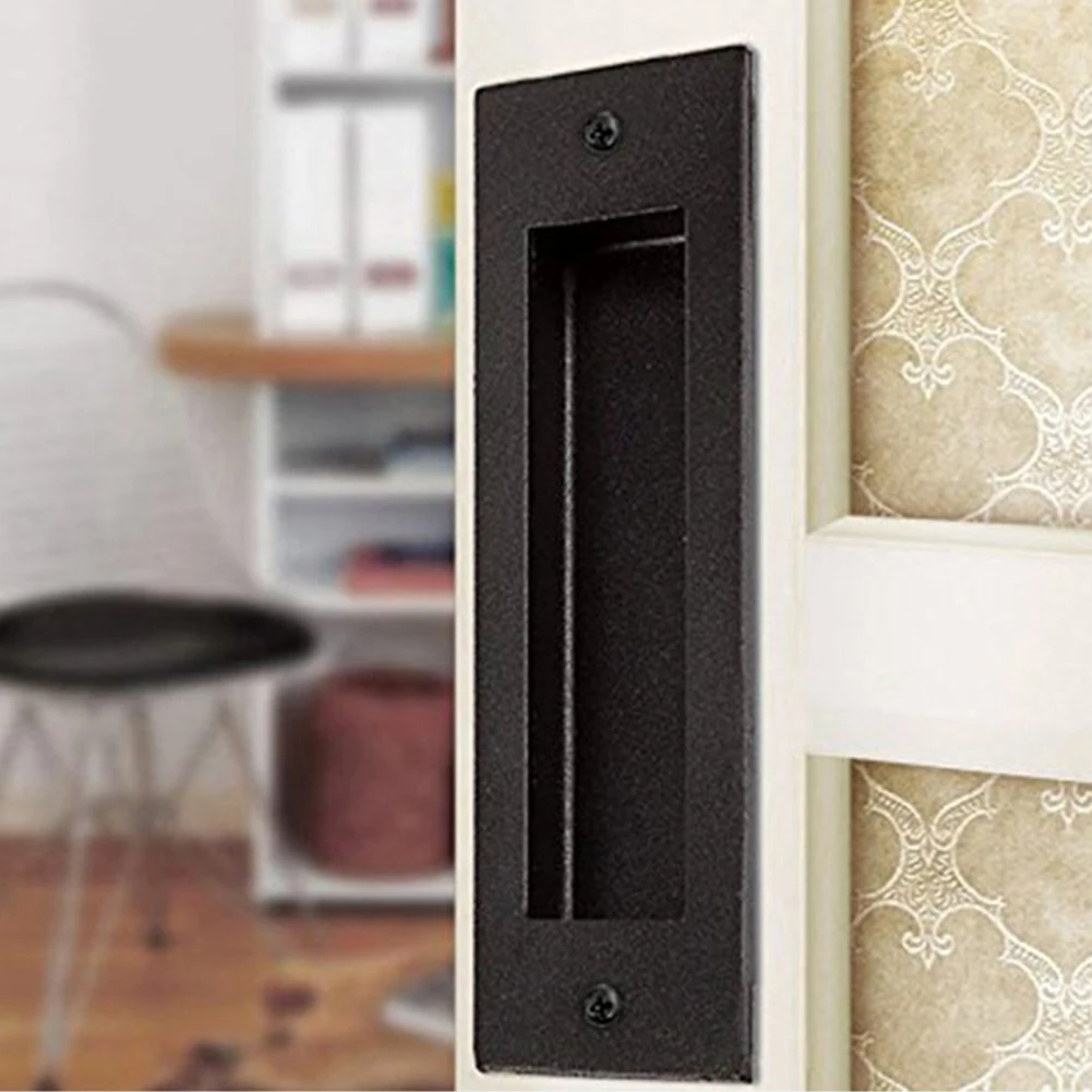 Easy Install Finger Embedded Square Sliding Barn Matte Gate Rustproof Hardware Flush Pull Door Handle Frosted Closet Accessories
