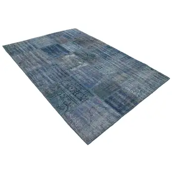 

176x247 Cm Blue Handmade Patchwork Rug-6x8 Ft