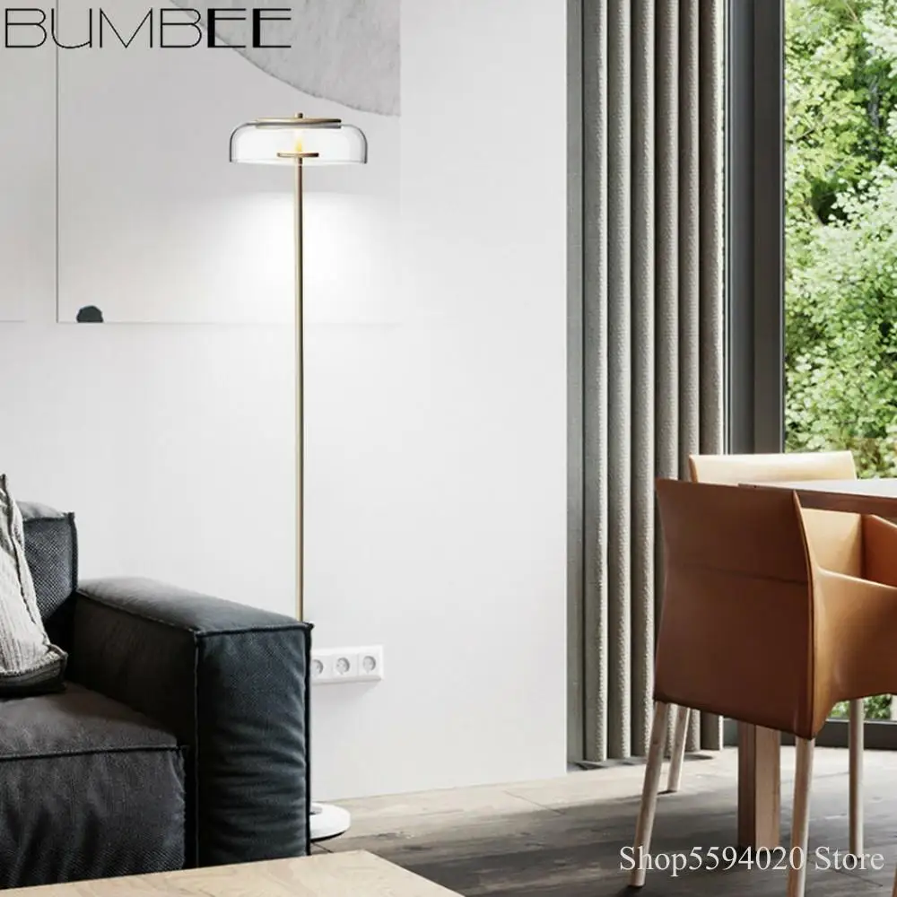 Современная круглая стеклянная Напольная Лампа дизайнерский Настольный