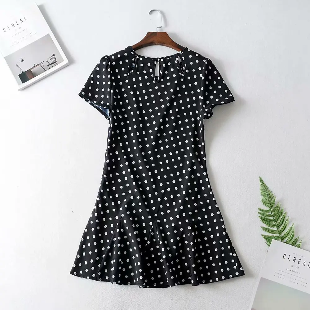 

Europe And America 19 Spring And Summer New Style Dress Cute in Short Fishtail Skirt Students Polka Dot Fashion Small Black Dres
