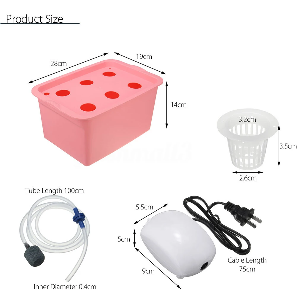 Водная культура 6 отверстий сайт прочный гидропоники системы комплект растут пузырь ванна Детские горшки сад рассады воздушный насос бытовой