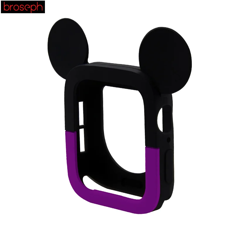 Black Purple Силиконовый ремешок для apple watch Series 4 case 40 мм 44 мм защитный чехол для ремешки для часов iwatch 44 мм двойные цветные Чехлы для часов - Цвет: Black Purple