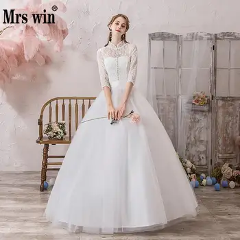 

Wedding Dress 2020 The Half Sleeve High Neck Elelgant Lace Lace Up Ball Gown Princess Vintage Wedding Dresses Wedding Gown Hs781