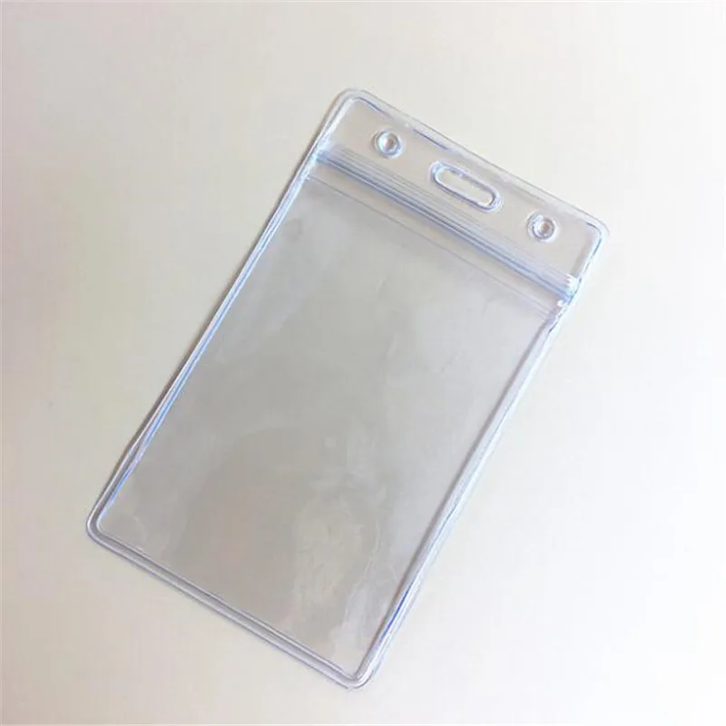 10Pcs Horizontal Transparent Vinyl Plastic Clear ID Card Badge Holder with Zipper Office Supplies Accessories