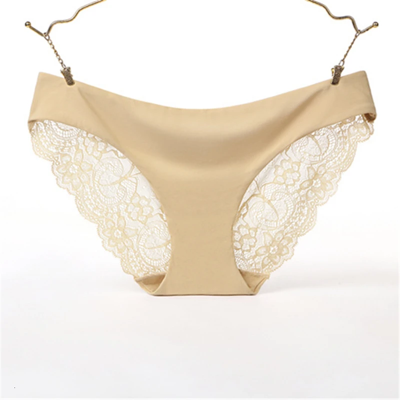 Dark beige Woman Panties Ladies Underwear Sexy Lace Plus Pantyhose Transparent Low Rise Cotton Briefs Intimates New Hot on Sale - Цвет: Dark beige