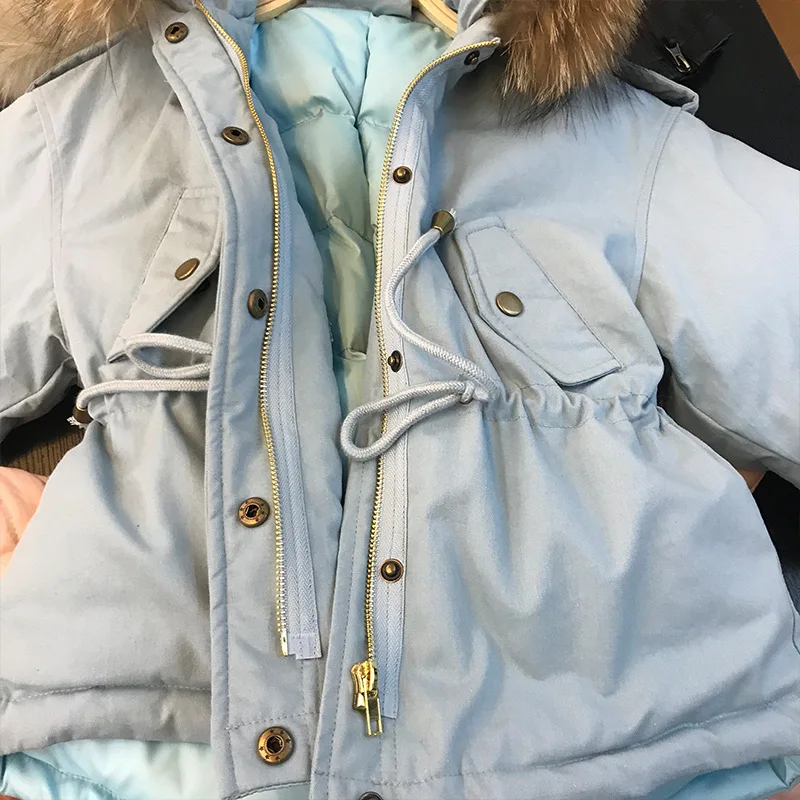 Детский пуховик зимний толстый теплый воротник из натурального меха, пальто тонкая верхняя одежда Modis, детская одежда пуховик, парка, Y2187
