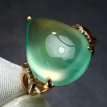 

Fine Jewelry Real 18K Rose Gold 100% Natural Prehnite Gemstones 13.8ct Diamonds 18k Gold Diamonds Stone Female Ring
