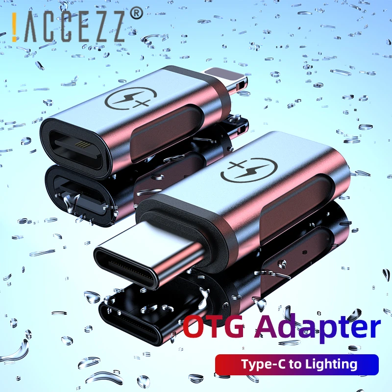 !ACCEZZ OTG Phone Adapter Lighting Male To Type-C Cable For iphone XS USB C To lighting Connector For Huawei P30 Cable Converter phone adapters & converters