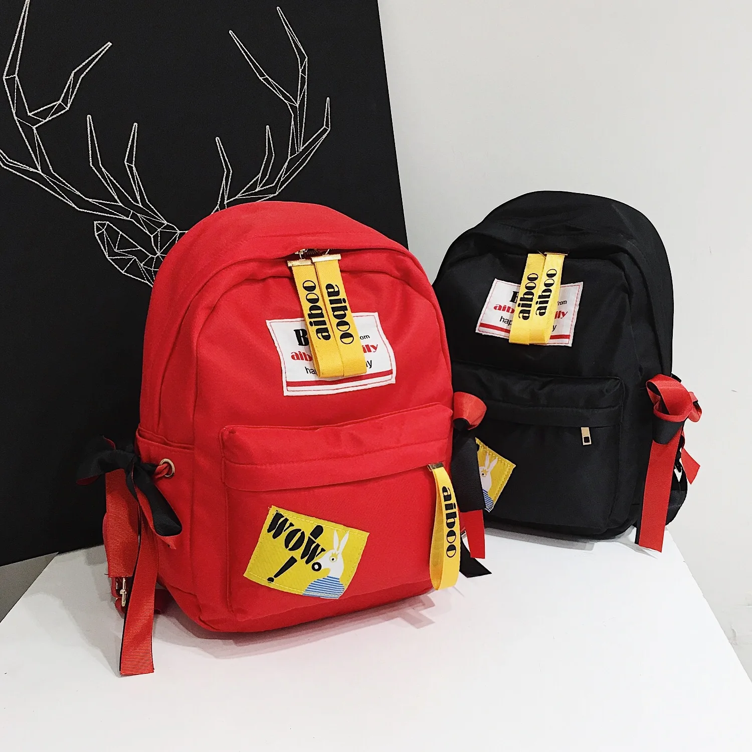 

2019 New Style Korean-style Cloth Label Backpack Trend of Fashion Casual Travel Student Backpack Hair