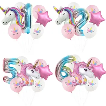 

Unicorn Brithday Party Ballon Rainbow Number Unicorn Balloon 1st Birthday Baloon Baby Shower Happy Birthday Party Decor kids