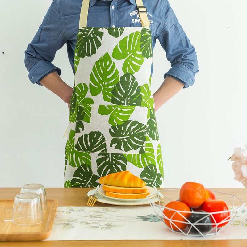 

New Women Men Unisex Apron with Pocket Chef Kitchen Cooking Oil-Proof Waterproof Wipeable Plaid Stripes for Cooking Restaurant