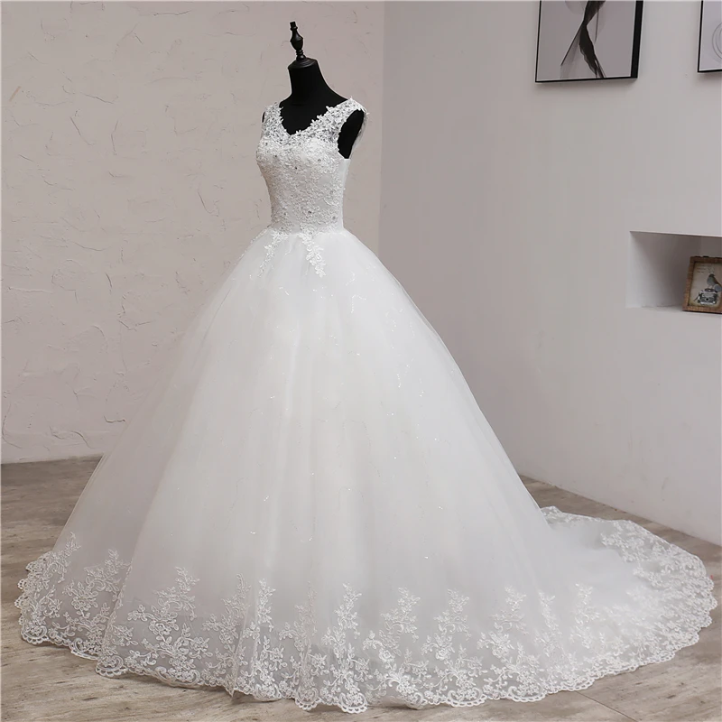 Lace Embroidery 2021 Spring Africa Style  Wedding Dress Long Train Sweet Elegant Plus Size Vestido De Noiva Bride V Neck 7 long sleeve bridal gowns