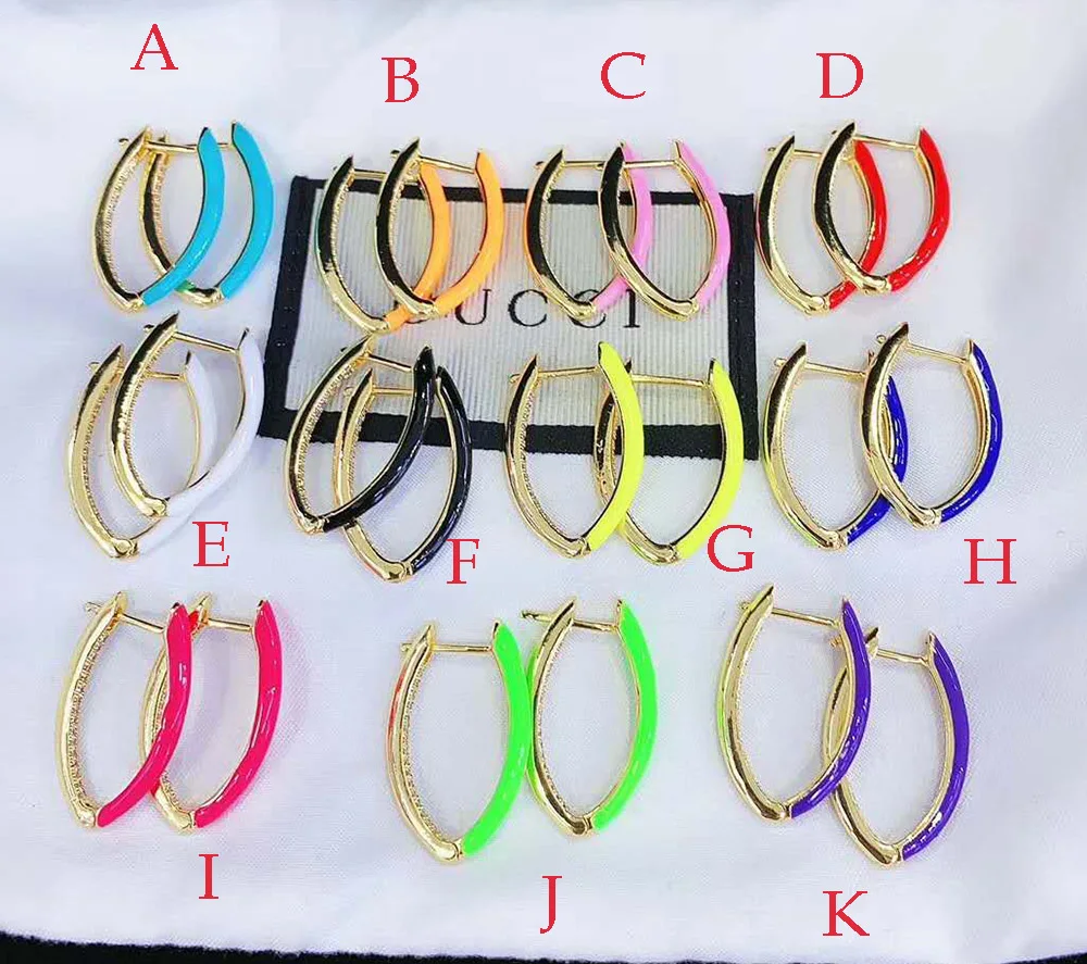 

5pairs Women's Party CZ Fuorescent Light Colorful Oval Hoop Earrings