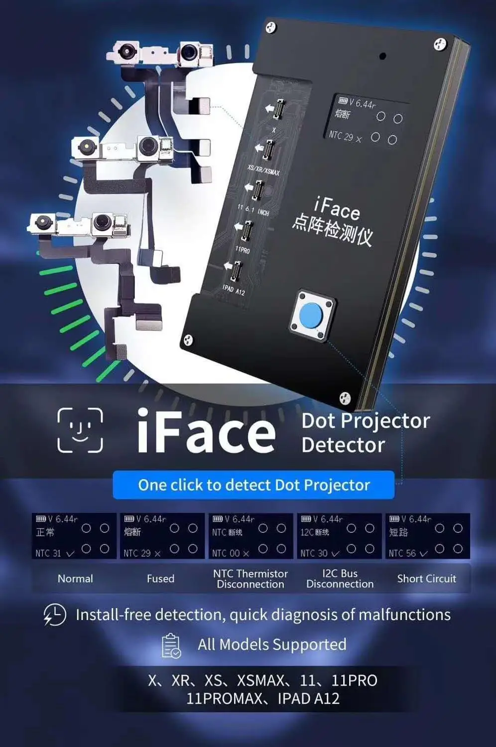 IFace матрица тестер iFace точка проектор для IPhone X 11 Pro IPAD A12 Face ID тестирование ремонт
