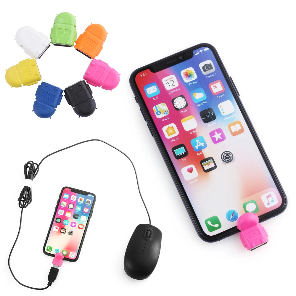 1 шт. многоцветный Мини-робот Android микро USB к OTG адаптер конвертер для телефона