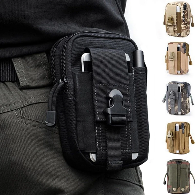 

800D Nylon Military Tactical Molle Bag Water Resistant Climbing Hunting Waist Pack Mobile Phone Holder Outdoor Running Bag Pouch