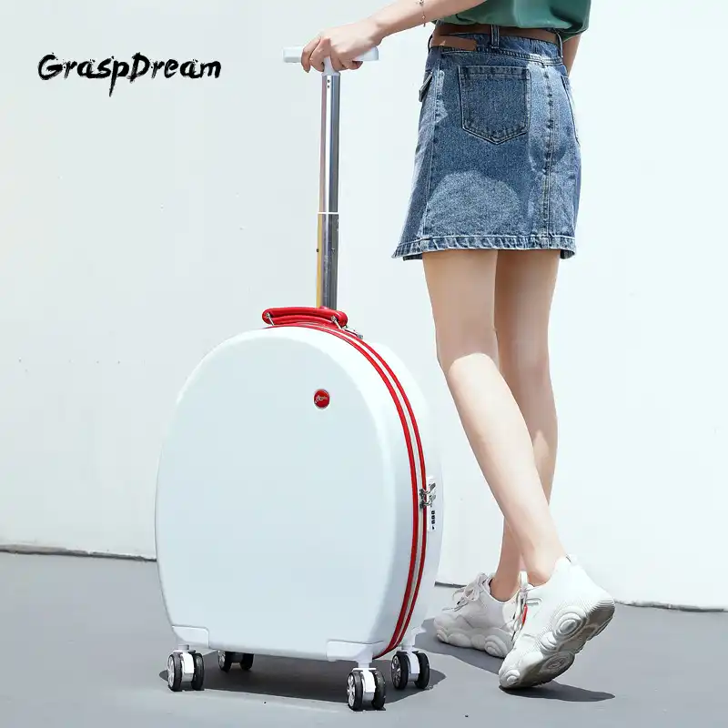 round suitcase with wheels