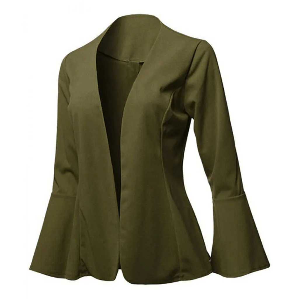 JAYCOSIN, модный кардиган, однотонный Блейзер, Женский расклешенный блейзер с длинным рукавом, офисный Женский блейзер,, осенняя куртка, женская верхняя одежда, пальто 822