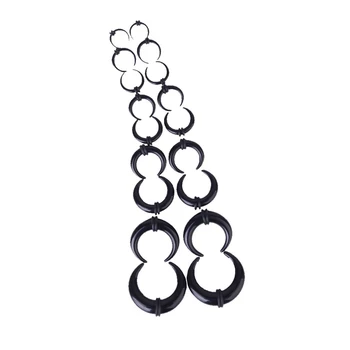 

9 Pairs Black Acrylic Tunnel Spiral Taper Ear Stretcher Expander Plugs