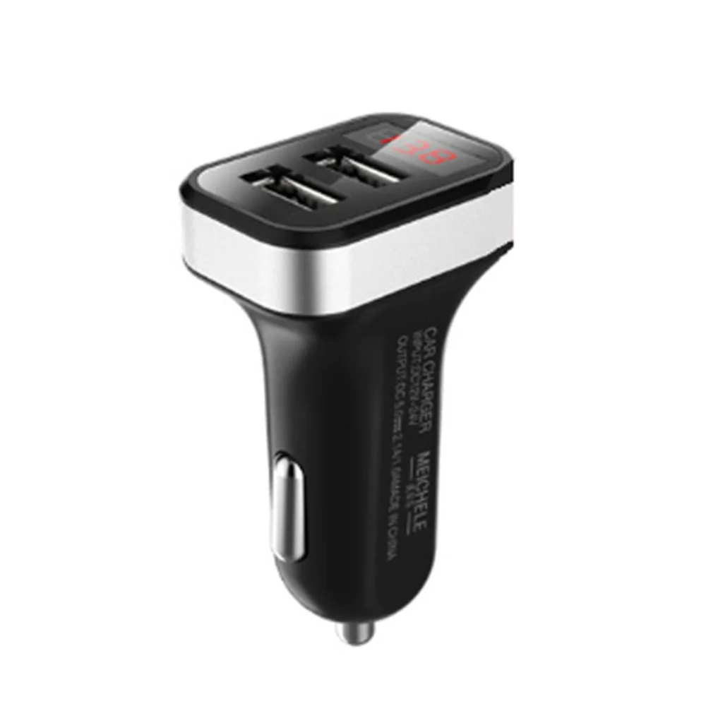 Автомобильная Быстрая зарядка для мобильных телефонов, двойной USB прикуриватель, цифровой дисплей, простая автомобильная зарядка, контроль давления, один для двух 2,1