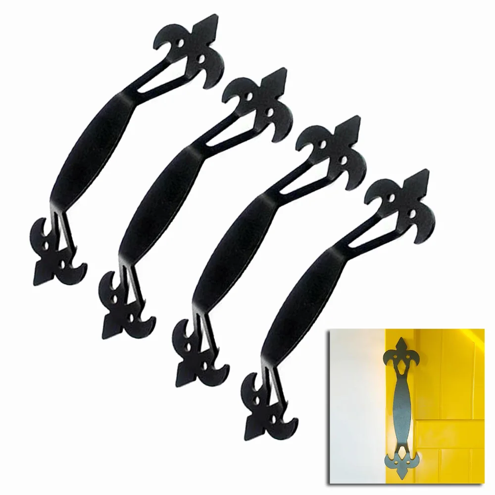 

Carbon Steel 28.7cm 4x /Set Handles Sliding Door Handle Black Cast Iron Cabinet Closet Matte
