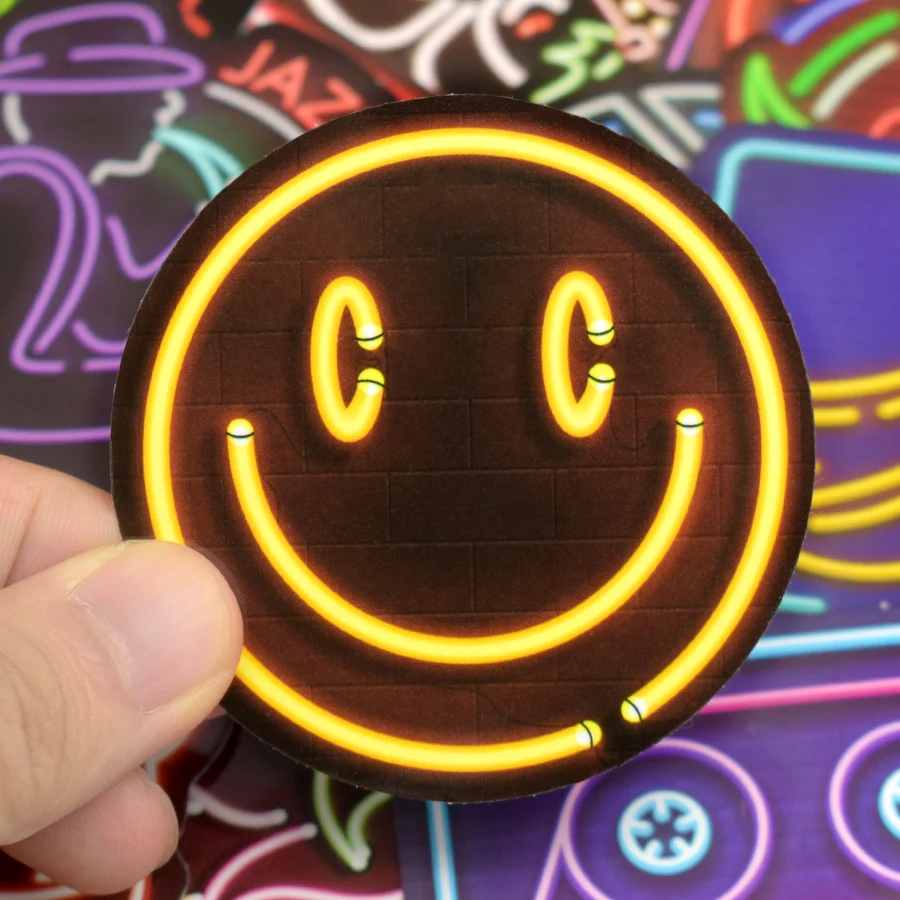 50PCS Neon Light Sticker Anime Animal Cute Decals Vinyl Stickers Gifts for Children to Laptop Suitcase Guitar Fridge Bicycle Car
