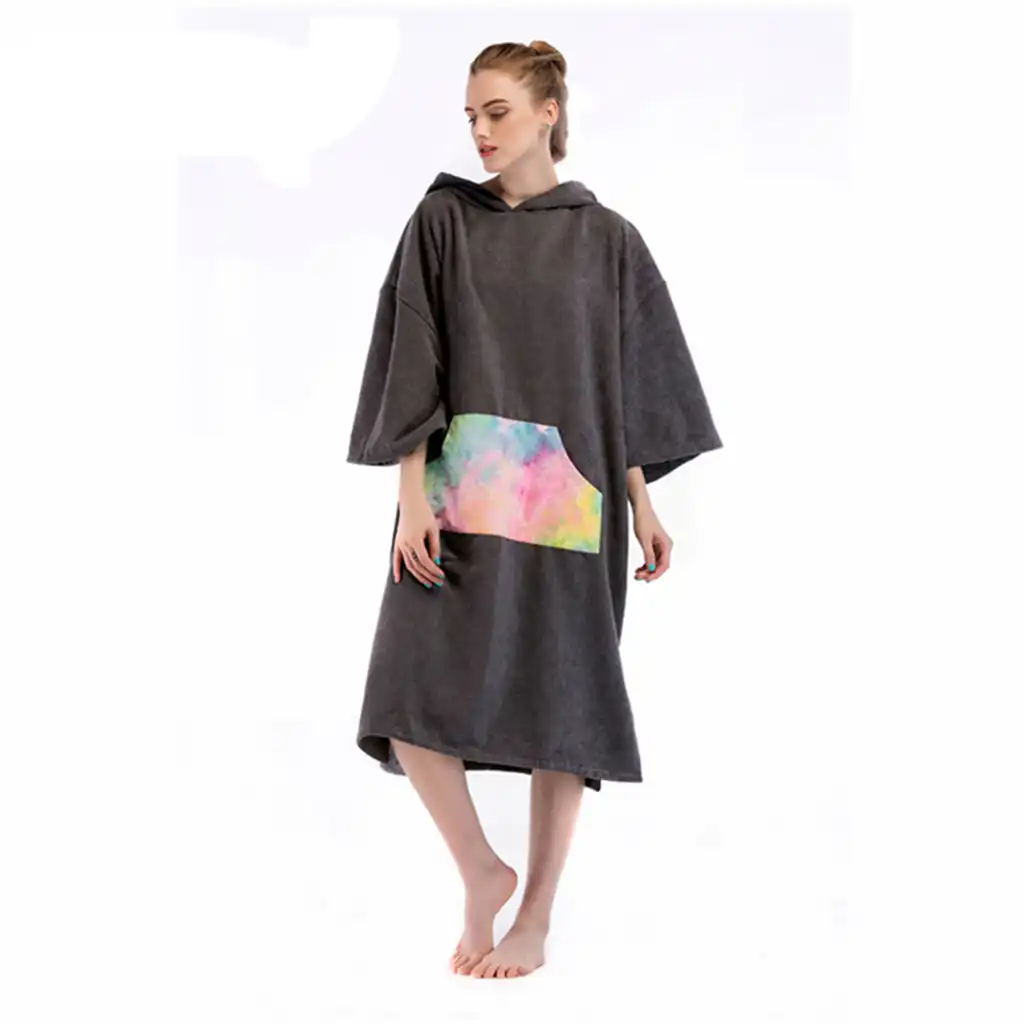 Changing Towel Robe Poncho Microfiber Hooded Robe Quick Dry for Surfing Swimming and Beach Fits Men Women Adults