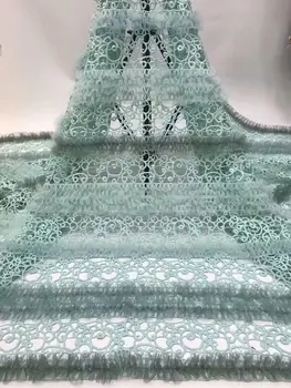 

Hot sale African Lace Fabric 2019 Tulle Lace Fabric With green High Quality African Nigerian Women For 5yards FHD1113