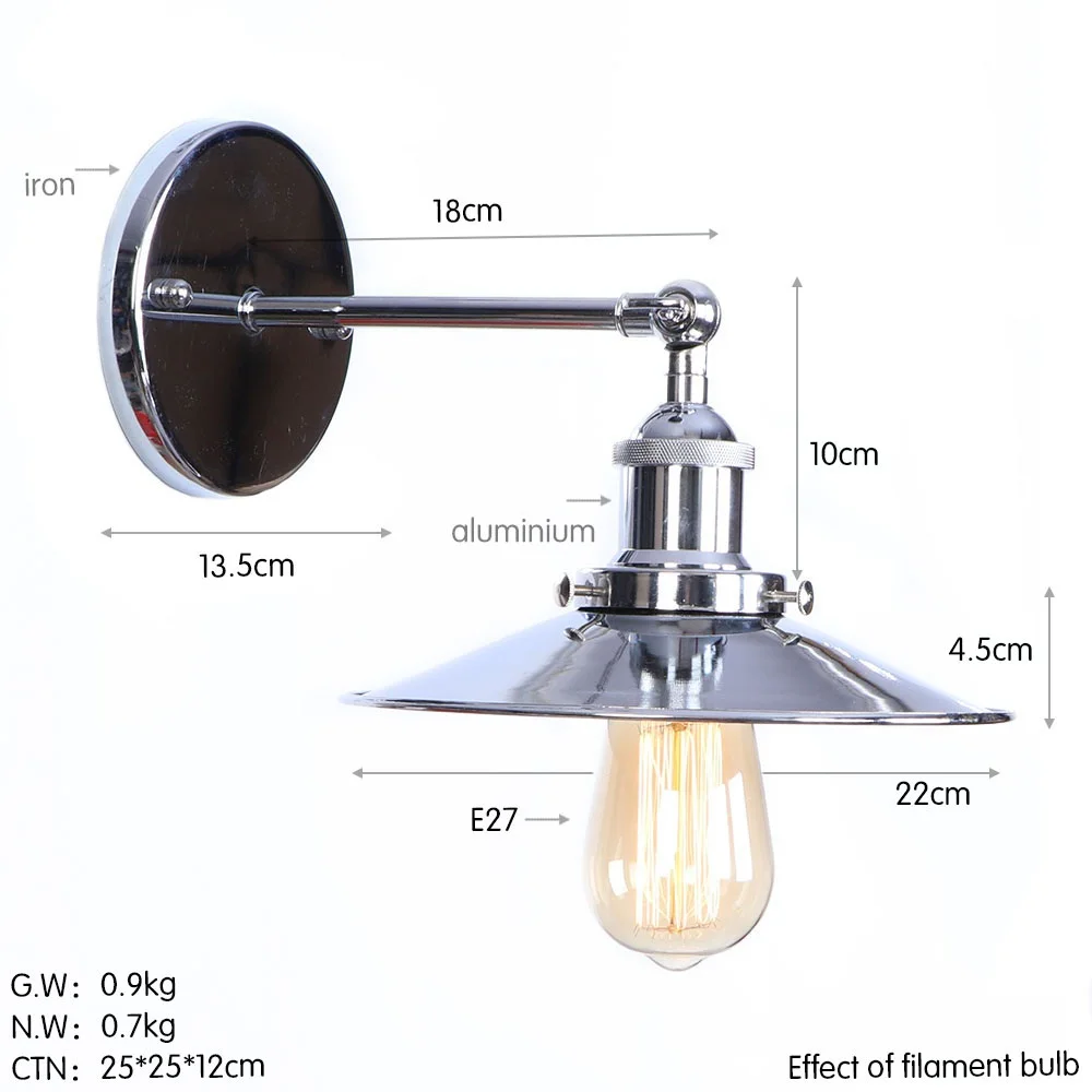 Промышленные винтажные бра, настенные светильники Лофт железа отрегулировать E27 Edison светодиодный настенный светильник прикроватный домашний декор освещение в помещении бронза - Цвет абажура: F