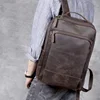 Vintage Men's Crazy Horse Leather Backpack genuine leather Retro Rucksack Large Classic Travel Backpack Big laptop computer bag 6