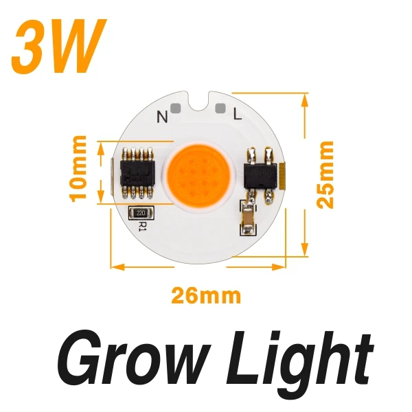 3W Grow Light Светодиодный светильник для выращивания, COB чип, полный спектр, 3 Вт, 5 Вт, 7 Вт, 9 Вт, 12 Вт, 20 Вт, 30 Вт, 50 Вт, 220 В, светодиодный светильник для растений, фито-лампа для теплицы, гроубокс-палатка - Цвет: 3W Grow Light