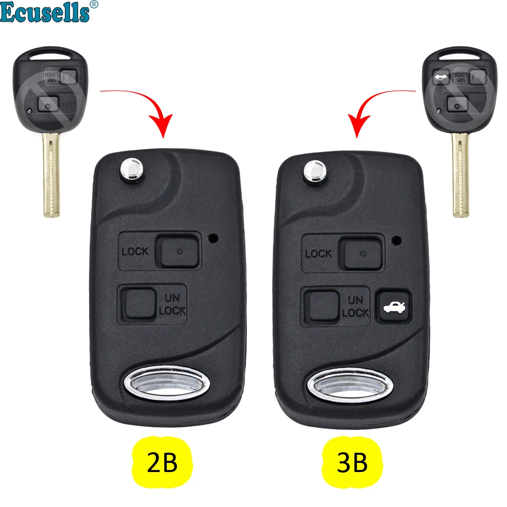 Replacement for Lexus ES330 LS430 SC430 Remote Car Key Fob Flip Shell Case 