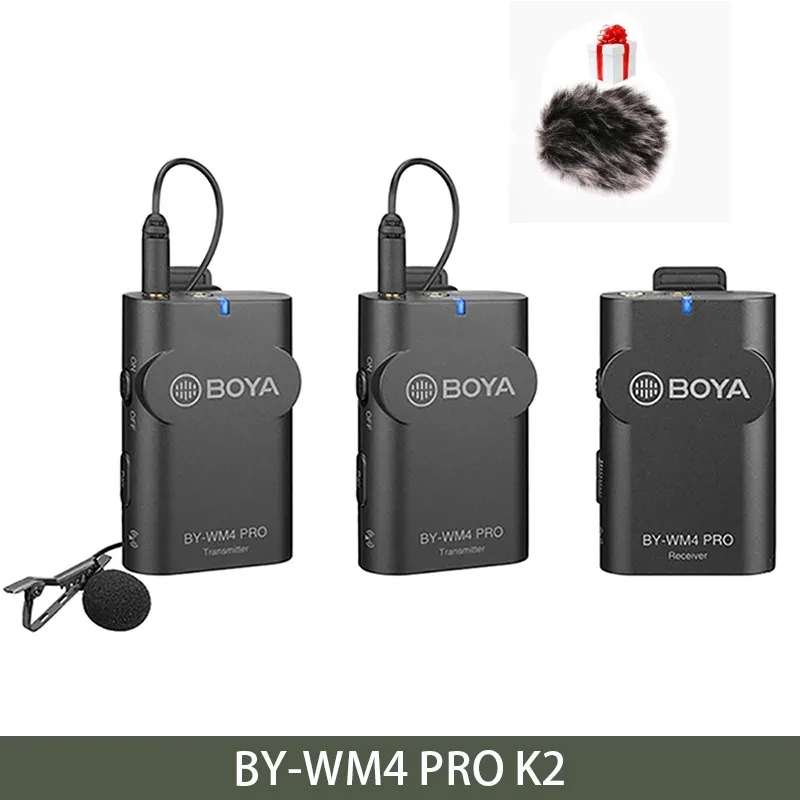 BOYA BY-WM4 PRO K1/K2 беспроводной Студийный конденсаторный микрофон Система петличный лацкан микрофон для интервью для iPhone Canon камеры Nikon - Цвет: BY-WM4 PRO K2