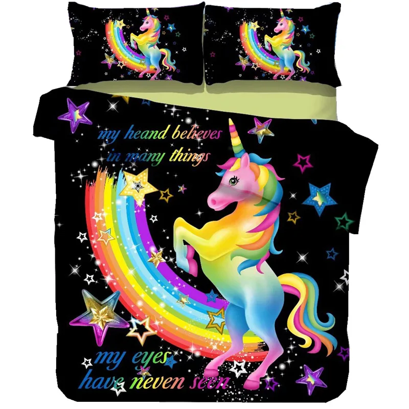 

Animal Color unicorn pattern Quilt cover bedding 3d printing home textile Bedding Set pillowcase be07