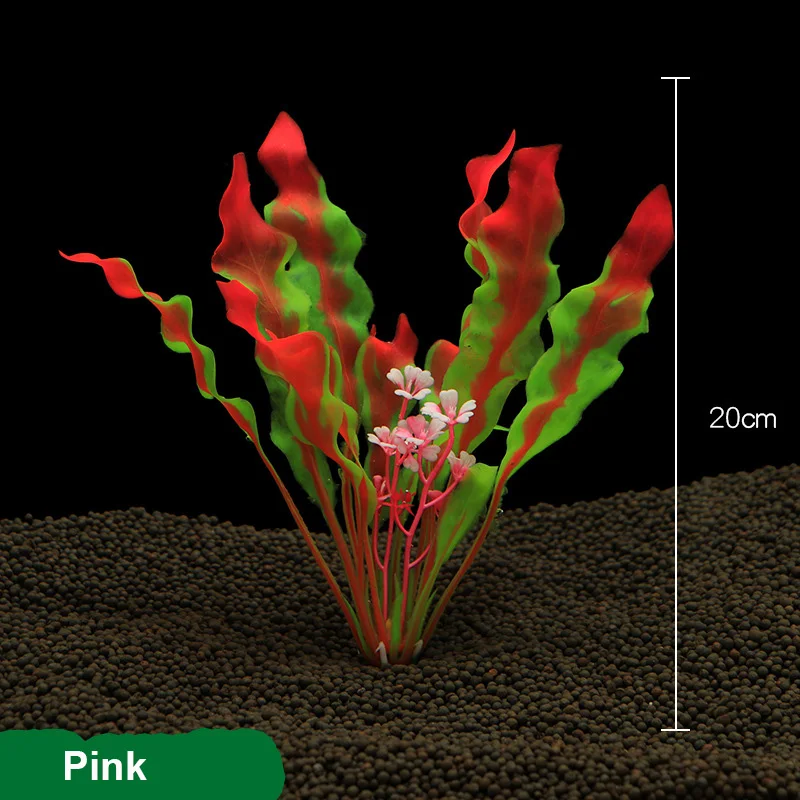 1 шт. искусственные растения для аквариума подводная пластиковая зеленая трава для аквариума орнамент аксессуары 3 цвета - Цвет: Pink