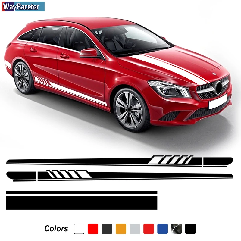 Наклейка на юбку с боковыми полосками для Mercedes Benz CLA Class 45 AMG C117 X117 W117 C118 X118|Наклейки автомобиль| |