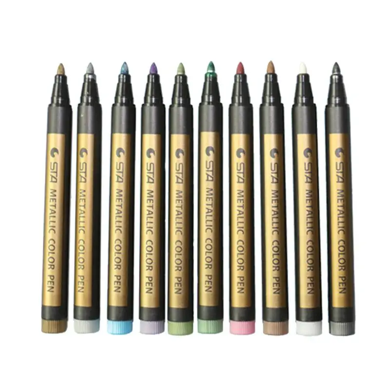 

10 Colors Metal Paint Marker Pen Permanent Writing Rock Painting Photo Album Scrapbook Glass Mug Wood Canvas Card Art marker