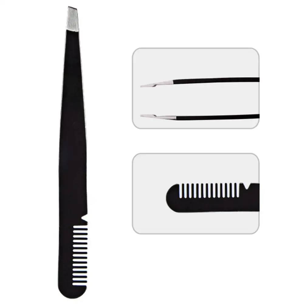 

Hot Sale Stainless Eyebrow Tweezers Brush Comb Eyelashes Extension Double Eyelids Clip Makeup Tool Durable Lashes Clip Eyebrow