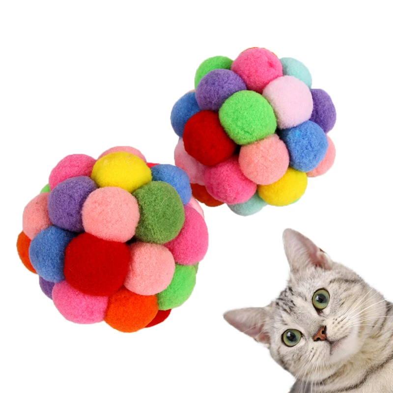 

Pet Cat Toy Colorful Handmade Bouncy Ball Interactive Toy Cat Plush Cat Toy Set Cat Toys Interactive Mimi Pet Supplies
