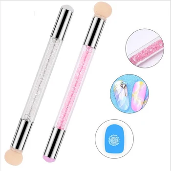 

Nail Pen Tool White Nail Print Stamp Pen With Diamond Blooming Printing Pen Phototherapy Point Color Glue Sponge Pen