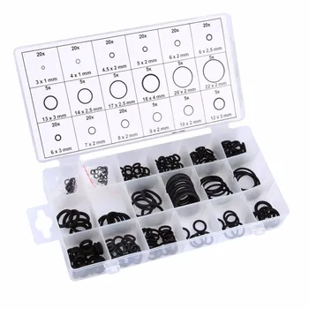 

225 Pcs/lot Black Rubber O Ring Assortment Washer Gasket Sealing O-Ring Kit 18 Sizes with Plastic Box Rubber Plug Silicon Ring