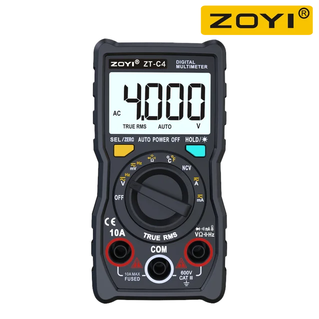 ZOYI C4 Ultra-Compact Digital Multimeter - True RMS Auto-Ranging with 4000 Count Display 4