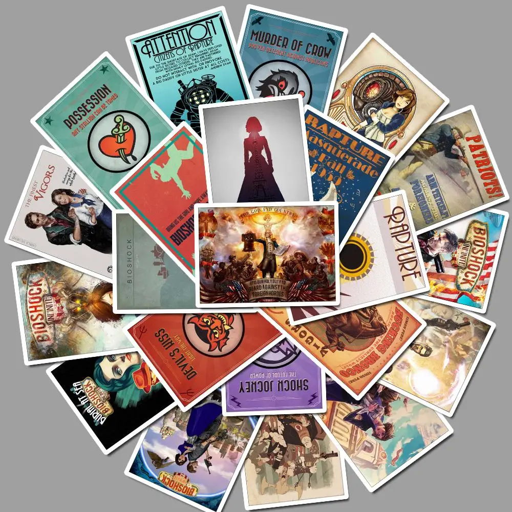 25 шт., не повторяющаяся игра, BioShock, крутая наклейка s для элементы стайлинга для ноутбука и автомобиля, телефона, велосипеда, багажа, мотоцикла, ПВХ, водонепроницаемая наклейка - Цвет: E054-25pcs