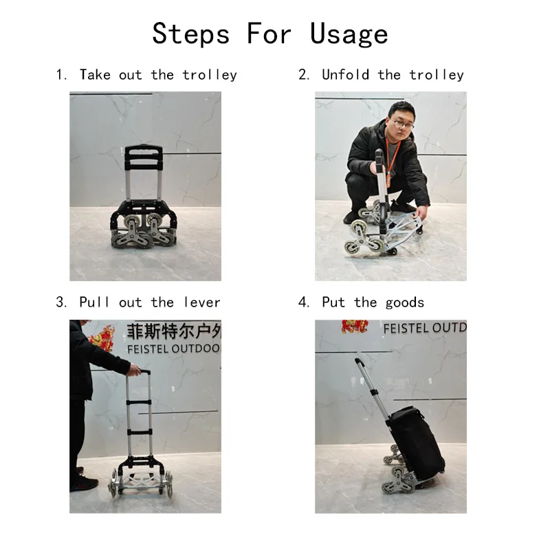 50KG Heavy Duty Folding Trolley Folding Truck Barrow Cart Travel Luggage Shopping Cart Portable Home Use Climb Stairs